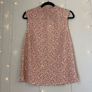 Pink Turtleneck Blouse No Sleeves